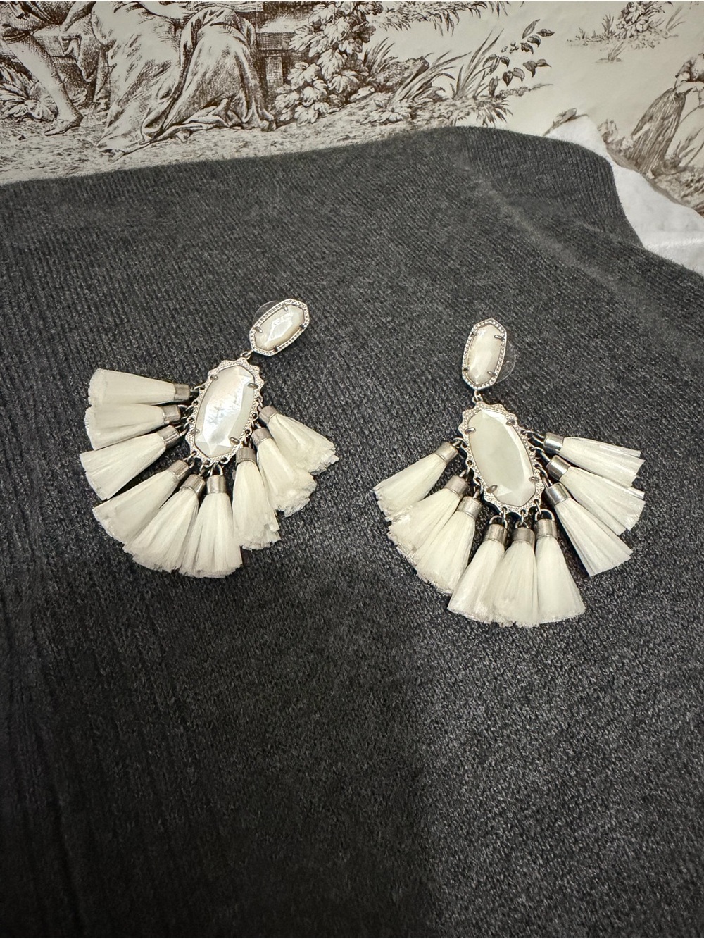 Kendra Scott Ivory White Kristen Tassels Earrings.